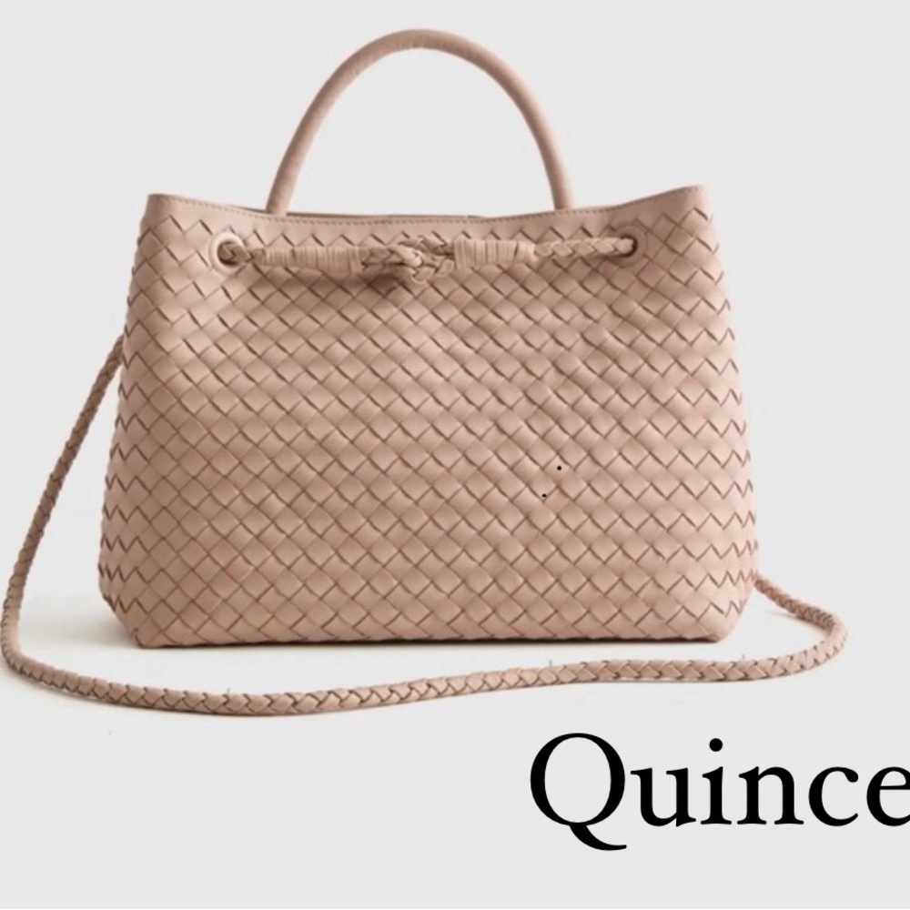 Large Quince Beige Woven Tote/Shoulder Bag - Taupe - Picture 2 of 13